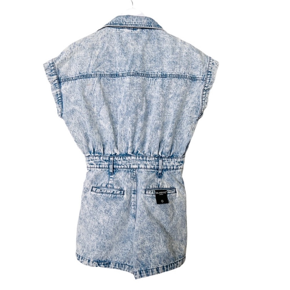 New BLANK NYC Cotton Denim Romper in Head Backstage Blue Sz M - Picture 10 of 15
